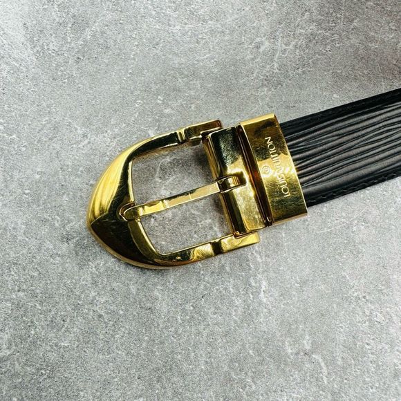 Louis Vuitton Black Epi Leather Ceinture Gold Buckle Men’s Belt Size 85cm 34in - Picture 5 of 11